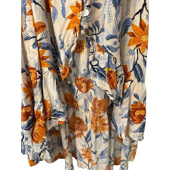 Anthropologie Floral Maxi Dress - Orange and Blue - Picture 3 of 8